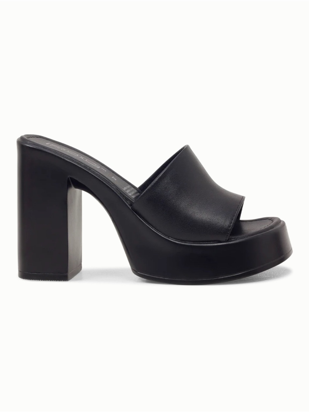 ROC Black Leather Nina 90s Platform Slide Sandals Heels Size AU 38 US 7